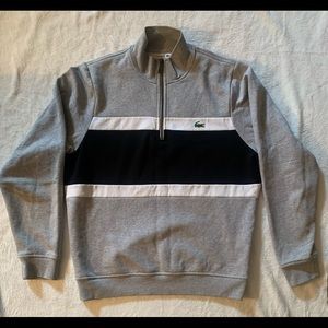 Lacoste Zippered Stand-Up Collar Cotton Sweatshirt with Pocket  Size =Med